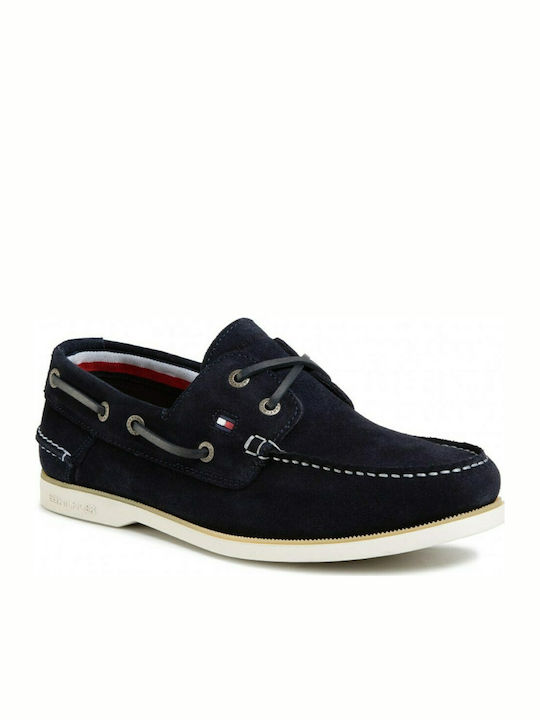 Tommy Hilfiger Classic Suede Suede Ανδρικά Boat Shoes σε Μπλε Χρώμα
