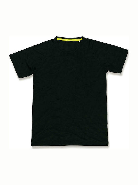 Stedman Active 140 Raglan Ανδρικό Διαφημιστικό T-shirt Κοντομάνικο Black Opal