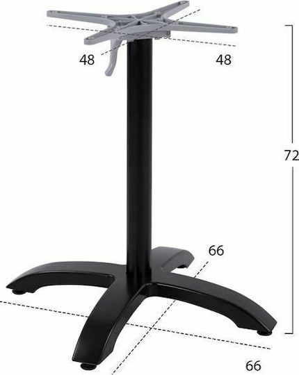 HomeMarkt Pliabilă Stand de masă din Aluminiu cu Regulator Șah mat negru 66x66x72cm