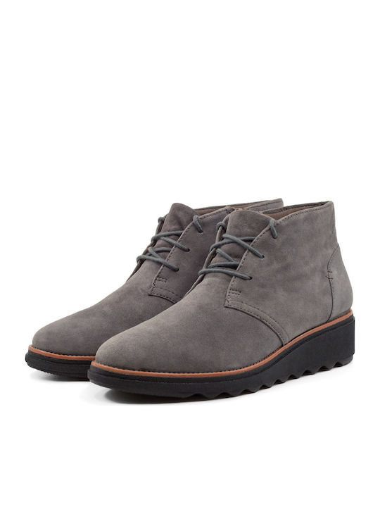 Clarks Sharon Hop Women's Leather Boots Gray