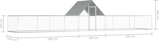 vidaXL Geflügelstall aus verzinktem Stahl L10 x B2 x H2m.