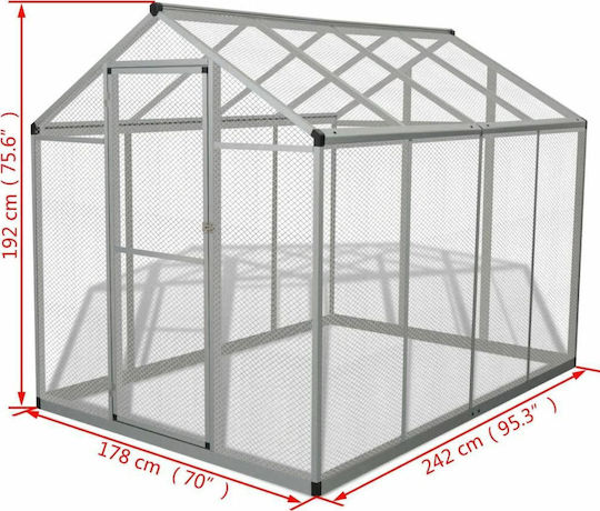 vidaXL 170349 Habitator Pentru Păsări Din Aluminiu 178x242x192cm