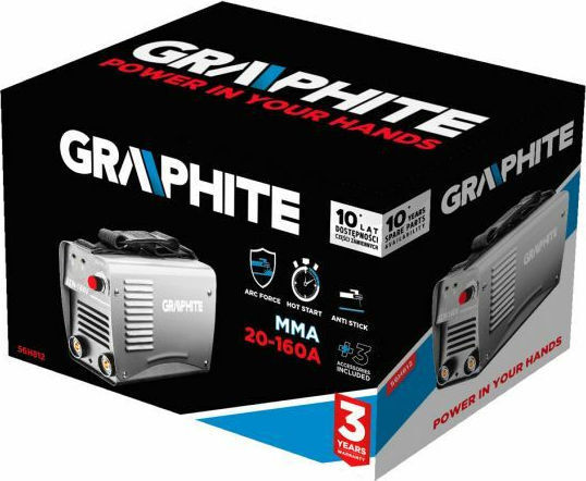 Graphite 56H812 Ηλεκτροκόλληση Inverter MMA με Μέγιστο Ρεύμα Συγκόλλησης 160A