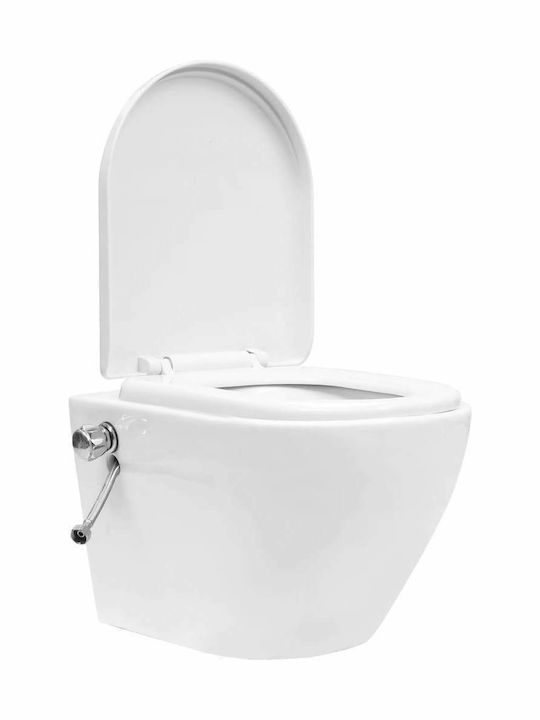vidaXL Toaletă montată pe perete Fără margine cu sistem de descărcare cu Capac Închidere lentă Albă