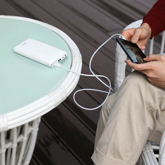 Baseus Mini JA Power Bank 30000mAh 15W με 2 Θύρες USB-A και Θύρα USB-C Λευκό