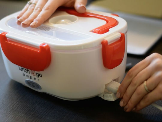 Beper Electric Plastic Red Lunch Box With Compartments 1.1lt