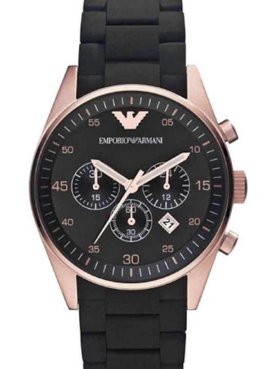 Emporio Armani Ceas Barbatesc 43mm Cronograf Cu Baterie Cu Curea Din Cauciuc Neagră