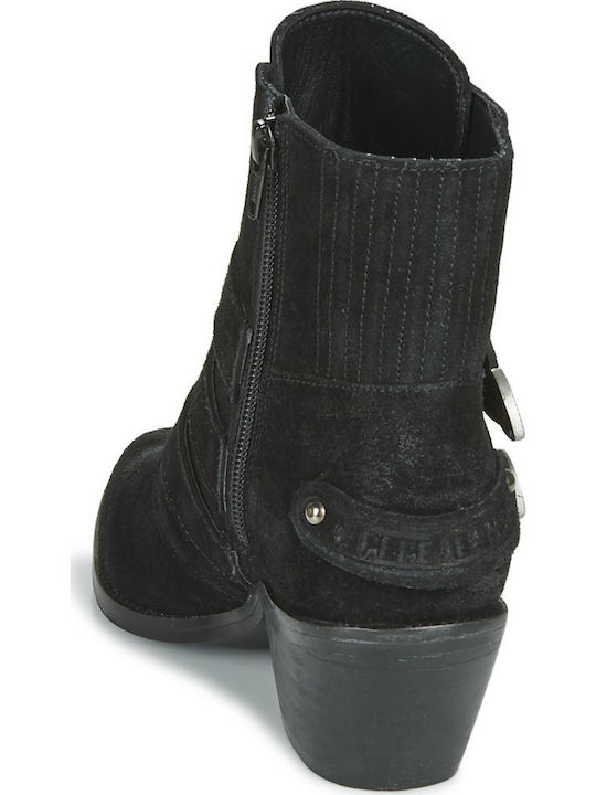 Leder Stiefeletten Damen Schwarz
