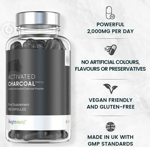 WeightWorld Активен Въглен 2000мг Специално Хранително Добавка 180 Капсули