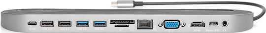 Digitus USB-C Docking Station with HDMI 4K PD Ethernet and Support for 2 Monitors Black (DA-70888)