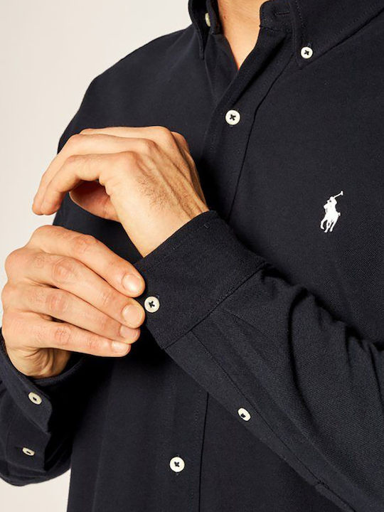 Long-sleeved Cotton Shirt Navy Blue