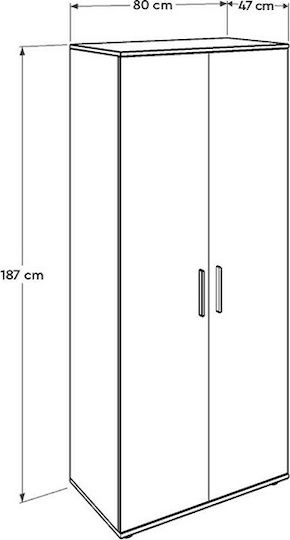 Double Door Wardrobe White 80x47x187cm