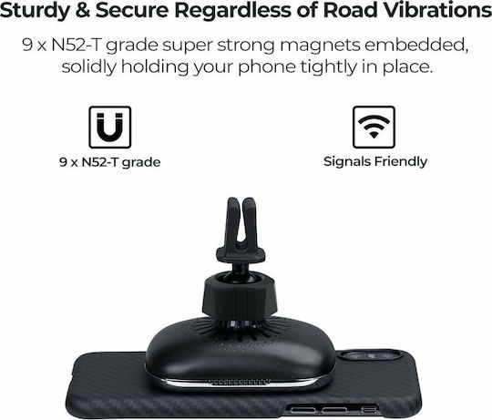 Pitaka Βάση Κινητού Αυτοκινήτου MagMount Qi v3 Wireless Charger / Air Vent Mount με Μαγνήτη και Ασύρματη Φόρτιση
