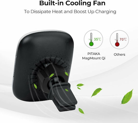 Pitaka Βάση Κινητού Αυτοκινήτου MagMount Qi v3 Wireless Charger / Air Vent Mount με Μαγνήτη και Ασύρματη Φόρτιση