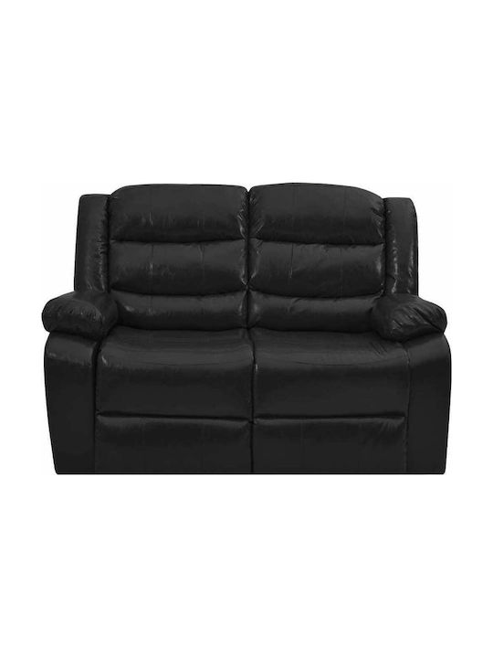 Two-Seater Artificial Leather Sofa Black 152x93cm