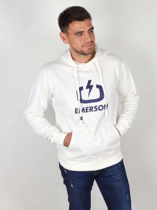 Emerson Men's Sweatshirt with Hood and Pockets White