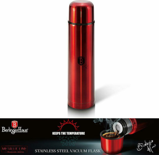 Berlinger Haus Flask Metallic Bottle Thermos Stainless Steel 500ml Red with Cap-Cup