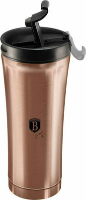 Berlinger Haus Steel Coffee Mug Glass Thermos Stainless Steel Gold 500ml with Mouthpiece BH-6488