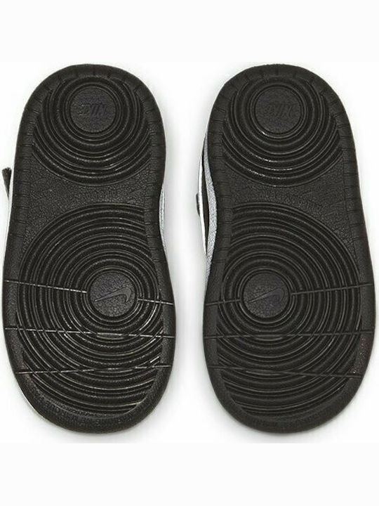 Court Borough Kids Sports Shoes with Hoop & Loop Closure Black White