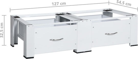 vidaXL 51195 51195 Base For Washer/Dryer made of Stainless Steel with Drawer 127x54.5εκ. 1pcs