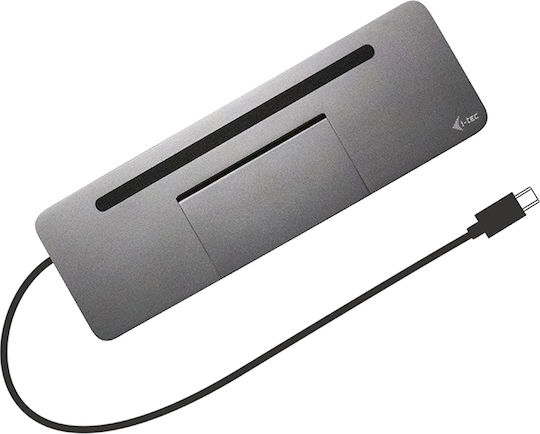 i-tec USB-C Docking Station with 4K PD Ethernet and Support for 3 Monitors Gray (C31FLATDOCKPDPRO)