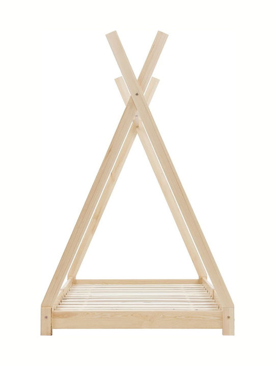 Kinderbett Montessori Einzeln Braun für Matratze 70x140cm