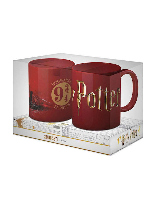 Sd Toys Harry Potter - Logo & Hogwarts Express Κούπα Κεραμική Κόκκινη 330ml 2τμχ