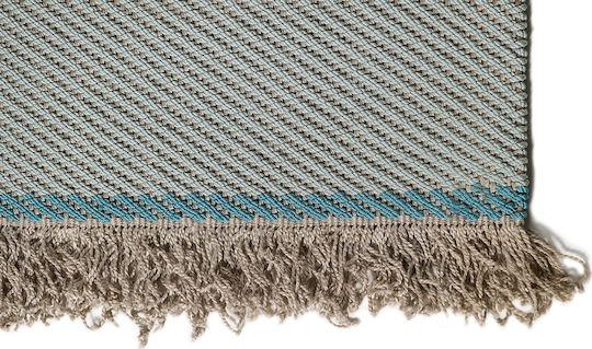 Tapicap Diagonio Handgefertigt Teppich Außenbereich Rechteckig Synthetisch,Polyester/Cotton/Leather mit Fransen Ciel-Beige