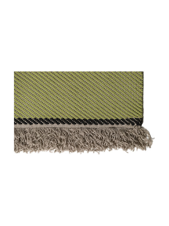 Tapicap Diagonio Handmade Rug Rectangular with Fringes Green-Beige