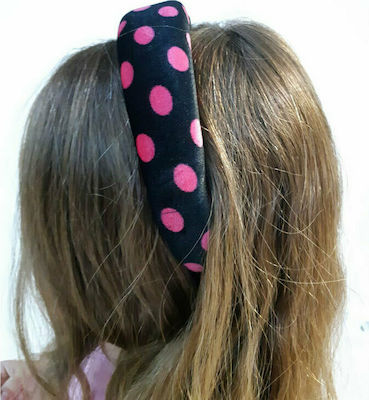 Hair comb st112 handmade black and fuchsia polka dot velvet