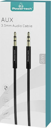 Powertech Καλώδιο Ήχου 3.5mm male - 3.5mm male Μαύρο 3m PTR-0088