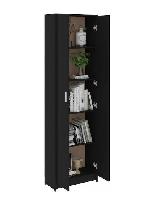 Double Door Wardrobe Black 55x25x189cm