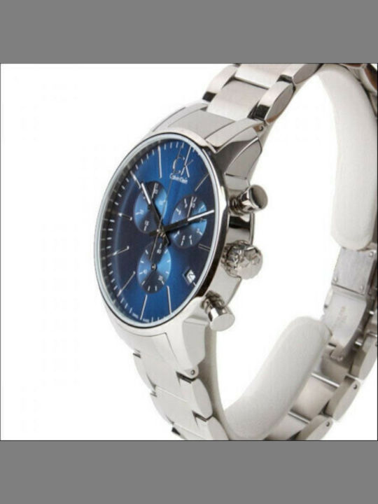 Calvin Klein City Ανδρικό Ρολόι 43mm Χρονογράφος Μπαταρίας με Ασημί Μεταλλικό Μπρασελέ