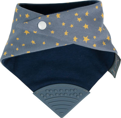 Cheeky Chompers Midnight Stars Bandana Fabric with Button Navy Blue for 2 m+