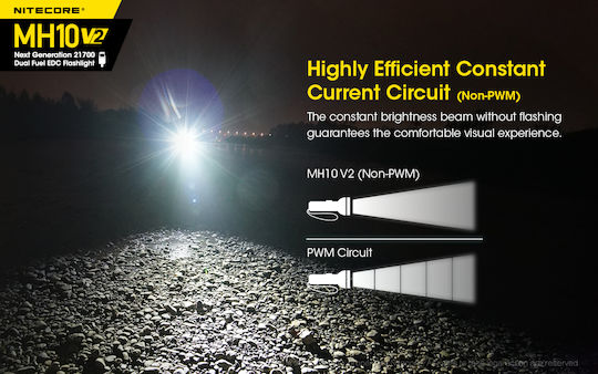 NiteCore Επαναφορτιζόμενος Φακός LED IP68 με Μέγιστη Φωτεινότητα 1200lm MH10V2