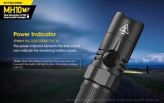 NiteCore Επαναφορτιζόμενος Φακός LED IP68 με Μέγιστη Φωτεινότητα 1200lm MH10V2