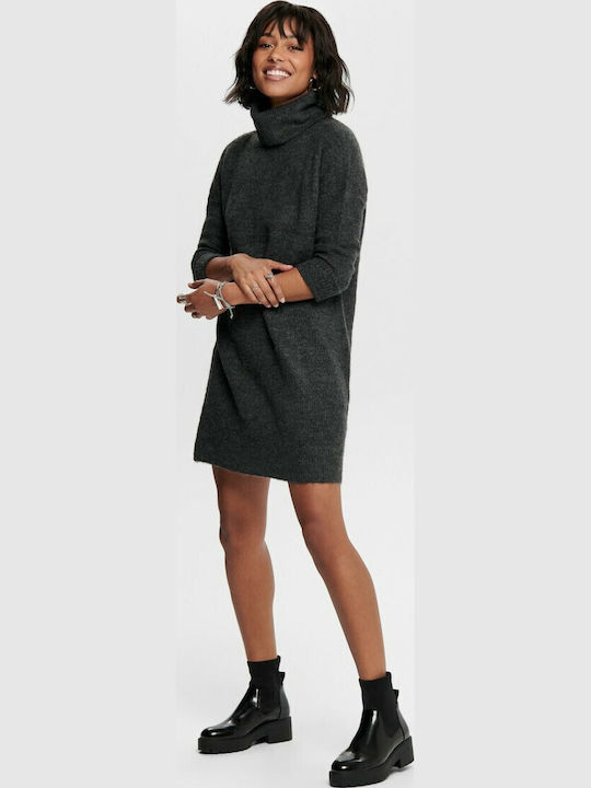 Mini Dress Turtleneck Dark Grey