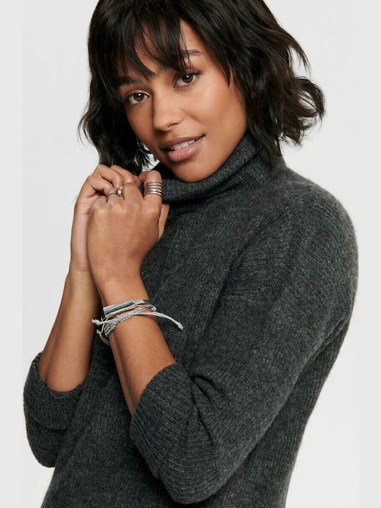 Mini Dress Turtleneck Dark Grey
