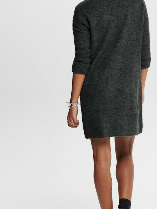 Mini Dress Turtleneck Dark Grey