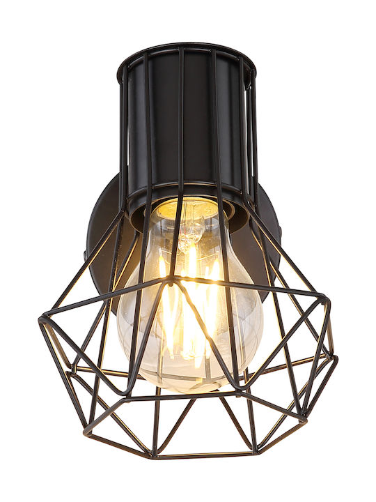 Globo Lighting Priska Μοντέρνο Φωτιστικό Τοίχου με Ντουί E27 και Διακόπτη Μαύρο