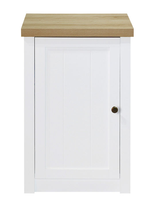 Village Wooden Bedside Table White 43x37x67cm