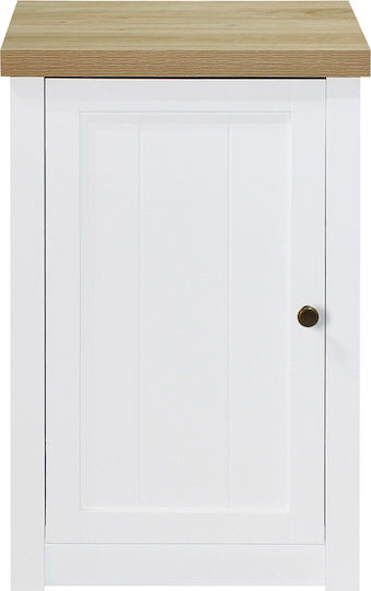 Village Wooden White Bedside Table 43x37x67cm Village Wooden White Bedside Table 43x37x67cm