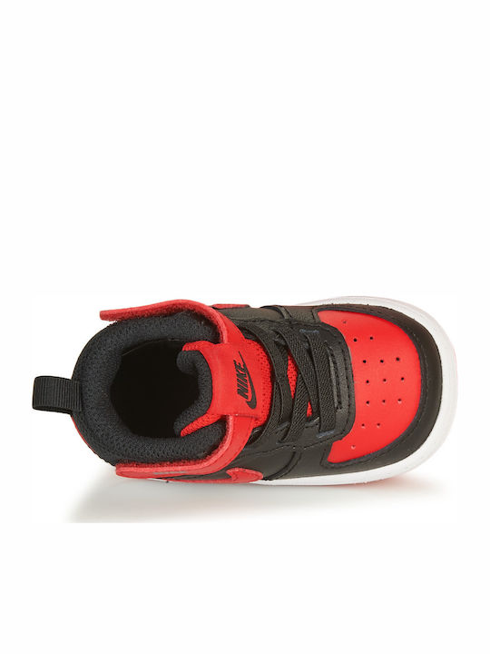 Court Court Borough MID 2 TDV Kids Sports Shoes with Hoop & Loop Closure Black / White / University Red