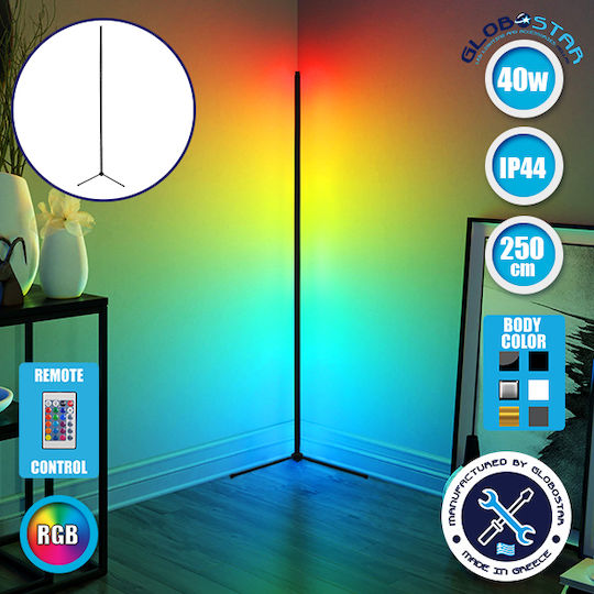 GloboStar LED Floor Lamp H250xW3cm. with RGB Light 100lm Black