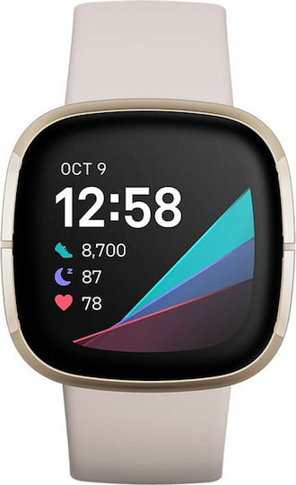 Fitbit Sense Oțel inoxidabil 40mm Rezistent la apă Smartwatch (Alb)