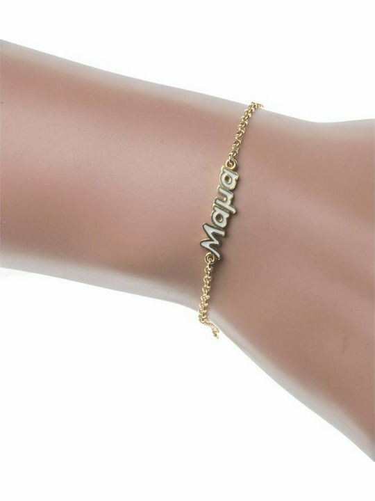 Distinctive bracelet made of gold plated silver mom with enamel