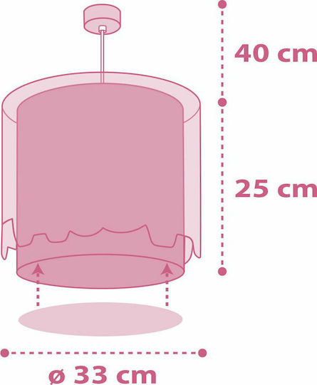 Ango Kids Plastic Single Ceiling Light E27 Little Elephant Pink 23W