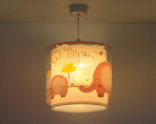 Ango Kids Plastic Single Ceiling Light E27 Little Elephant Pink 23W