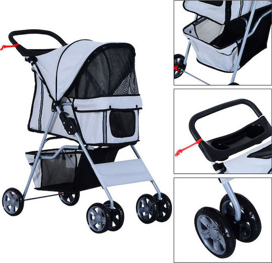 Pawhut Stroller Waterproof Dog/Cat Carrying Gray Stroller for 15kg Pets L75xW97xH45cm