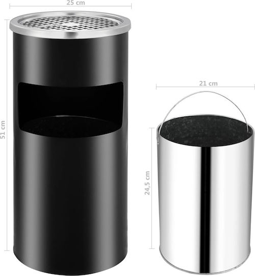 vidaXL Metallic Waste Bin 26lt Black